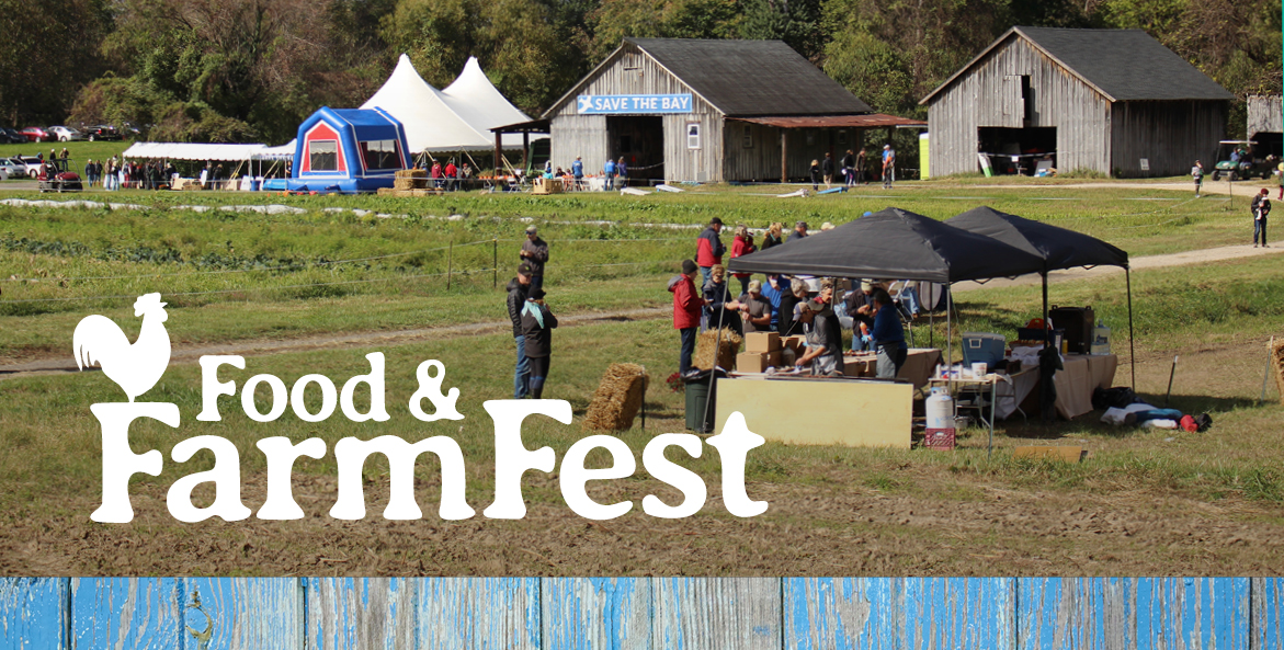 Food & Farm Fest text over picture of tents set up on a farm.