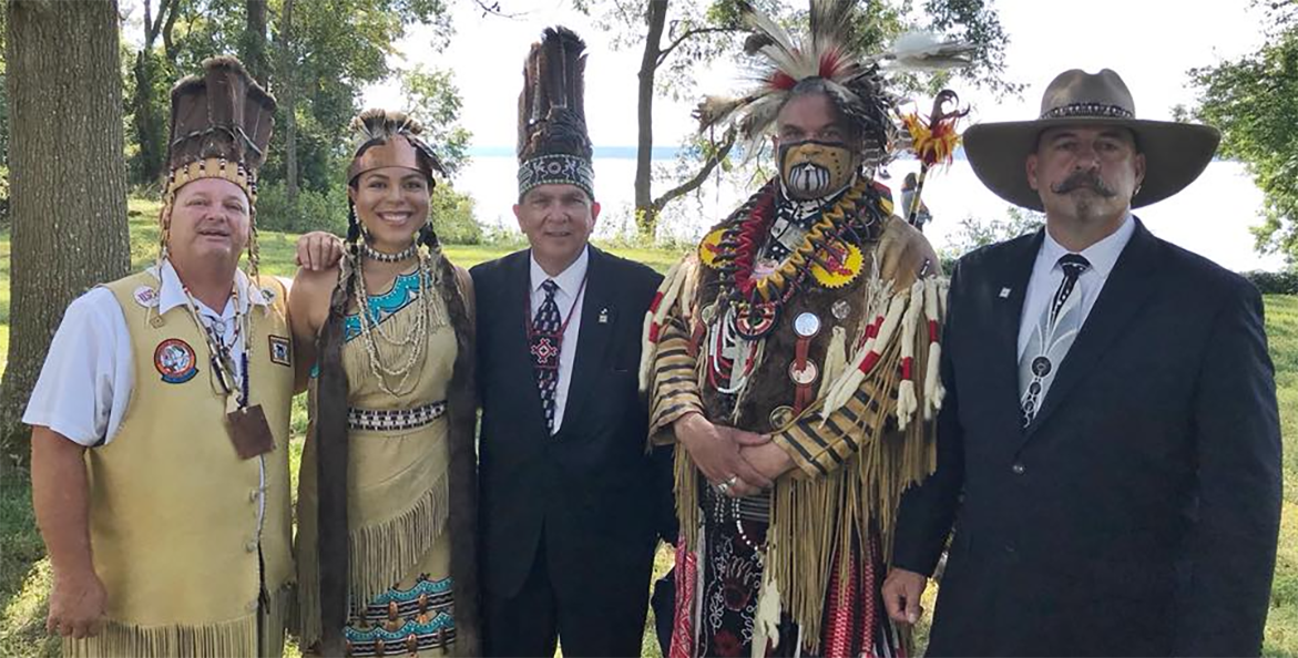 Nikki Bass, Nansemond Tribal Council Member, in traditional dress.