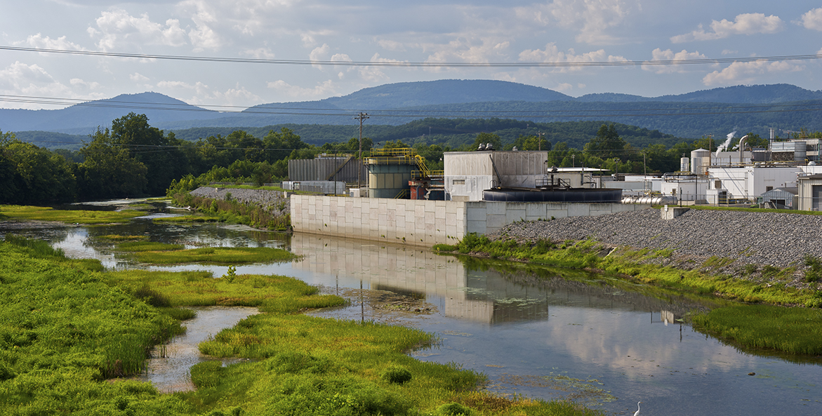 Factory on a river.