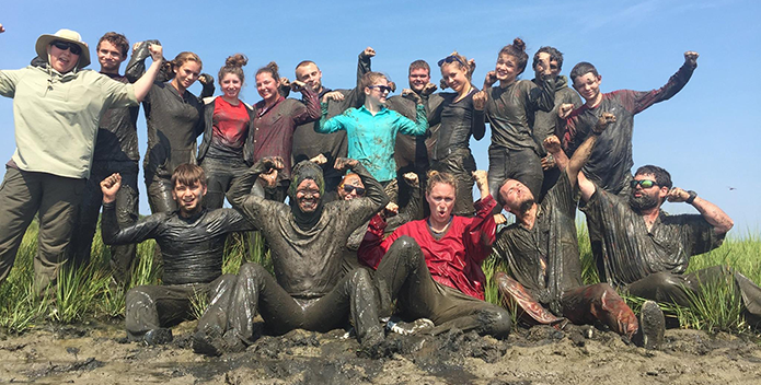 Student leaders pose for a group picture after a day of 