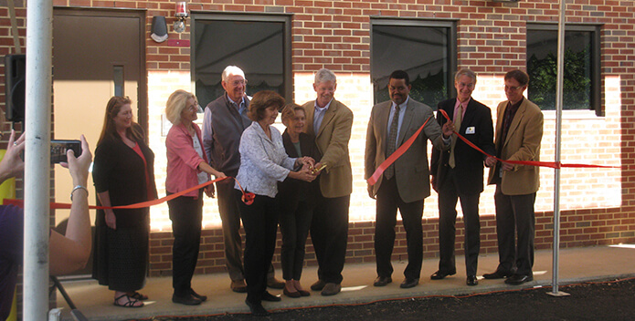 Photo of the ribbon cutting at Moores Creek wastewater facility in Charelottesville.