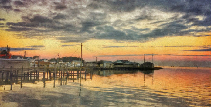 Image of a beautiful sunrise over Smith Island.