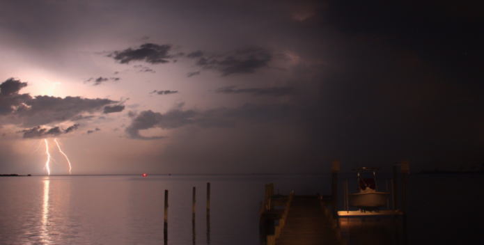 Image of lightning striking over Horn Harbor.