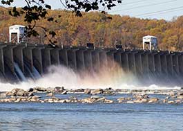 Image of the Conowingo Dam on the Susquehanna River in Maryland. 