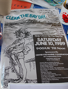 A photo of original Clean the Bay Day advertisments. 