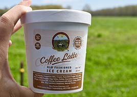 A photo of the old-fashioned ice cream made at Nice Farms Creamery with Rise Up Coffee beans.