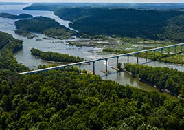 Aerial view of the Norman Wood Bridge across the Susquehanna River