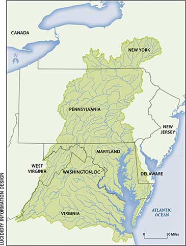 Map of the Chesapeake Bay watershed.
