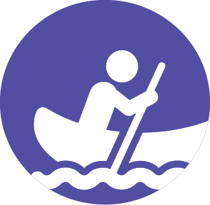 person rowing canoe