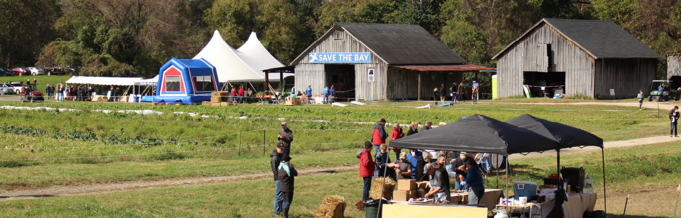 Tents set up on the farm.