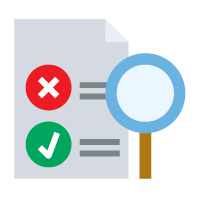 Graphic of checklist and magnifying glass.