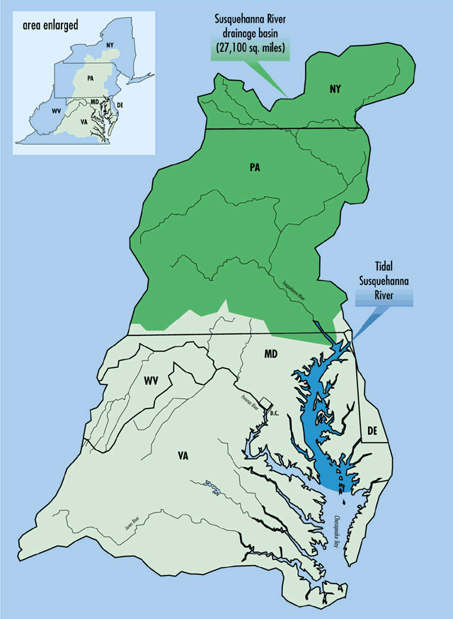 map of the Susquehanna River drainage basin