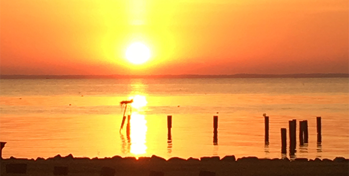 Sun rising over the Chesapeake Bay.