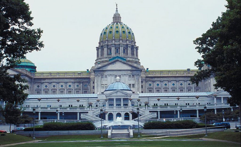 The Pennsylvania capital building.