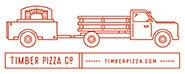 Timber Pizza Co. Graphic of a farm truck hauling a pizza oven.