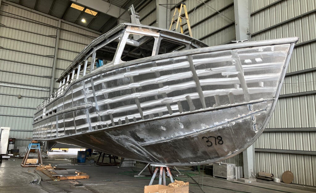 A ship under construction.