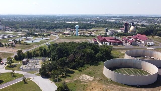 Aerial photo of Black River Wastewater Treatment Plant.
