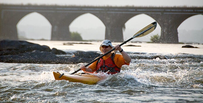 A kayaker enjoys the Susquehanna River near Harrisburg.