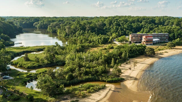 An ariel view of the Philip Merrill Environmental Center.