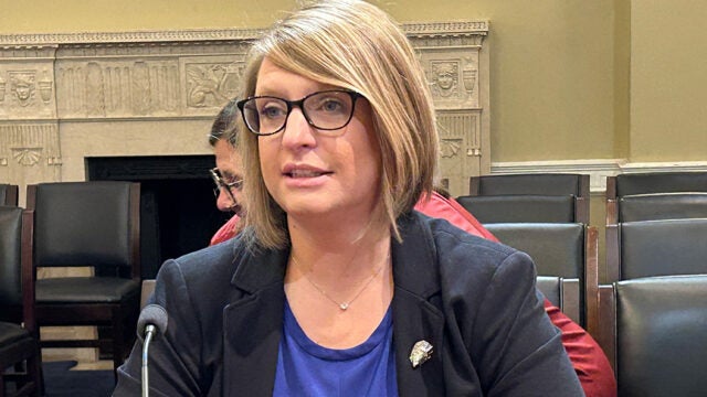 Alison Colden testifies at a hearing.